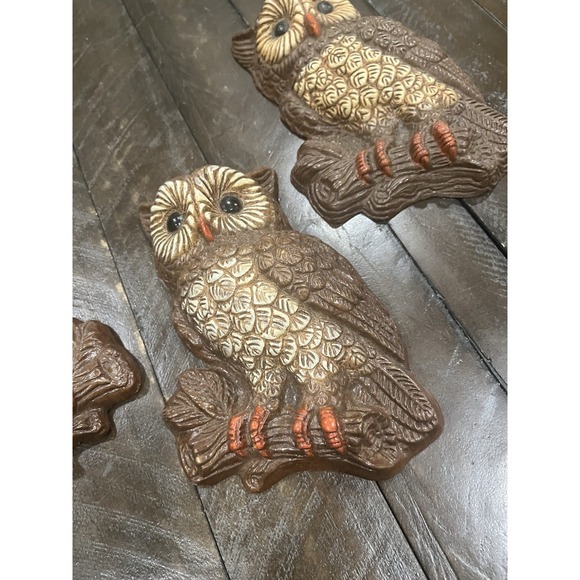 Homco Owls Wall Art Plaque Set of 3 Vintage Mid Century Modern Kitsche Retro - Picture 6 of 8